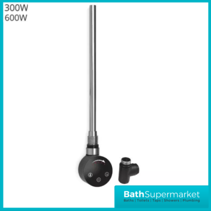 Black Dual Fuel Touch Thermostatic Heating Element & Tee Kit 300w-600watt