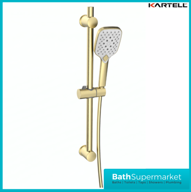 Kartell K-Vit Kolt Brushed Brass Adjustable Shower Rail Kit