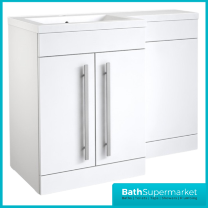 Kartell Matrix Storm Grey 2 Door L Shaped Bathroom Furniture Pack 1100mm – LH/RH