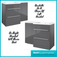 Kartell Matrix Storm Grey 2 Drawer L Shaped Bathroom Furniture Pack 1100mm – LH/RH