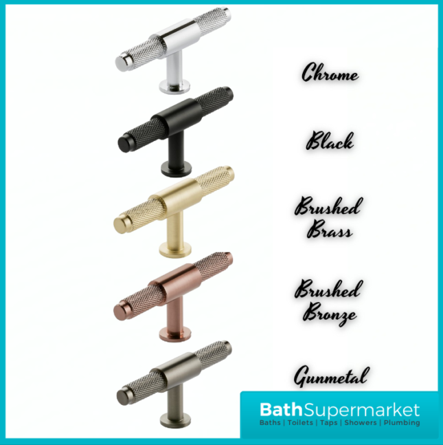 Sognare Knurled Textured Furniture T-Bar Handle Various Colours 95mm