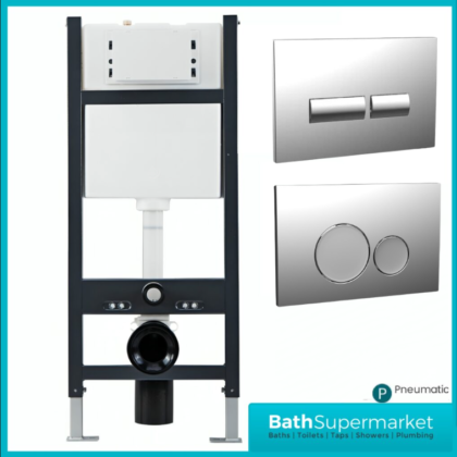 Sognare Wall Hung Toilet Fixing Frame & Pneumatic Cistern With Chrome Flush Plate