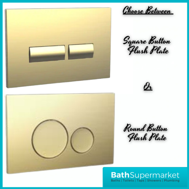 Sognare Wall Hung Toilet Fixing Frame & Pneumatic Cistern With Brushed Brass Flush Plate