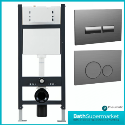 Sognare Wall Hung Toilet Fixing Frame & Pneumatic Cistern With Gunmetal Flush Plate