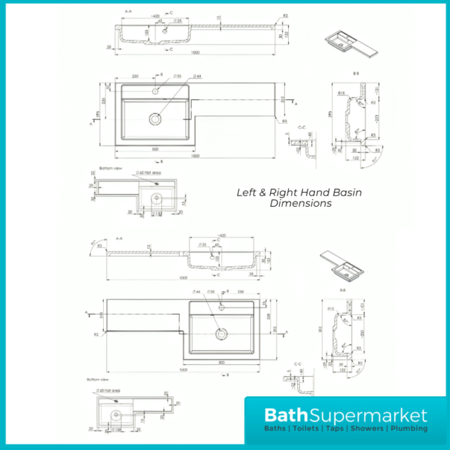 Aquavolere Venice Oak L-Shape Combination WC Basin Unit Pack 1000mm - LH/RH