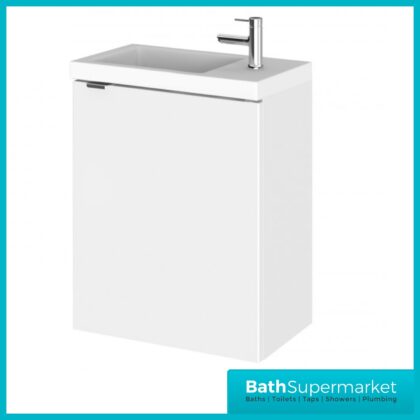 Hudson Reed Fusion Gloss White Wall Hung Compact Vanity Basin Unit 400mm