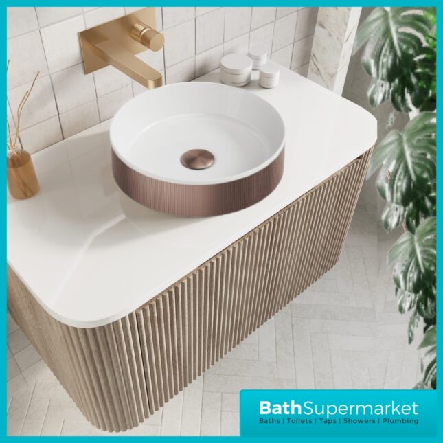 Sognare KOKO Fluted Round Brushed Bronze Countertop Basin 360mm
