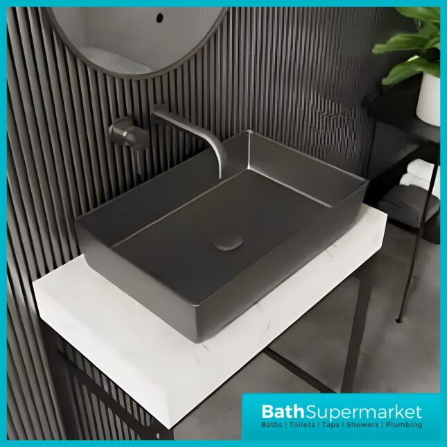 Sognare CORE Metal Rectangular Gunmetal Countertop Basin 526mm