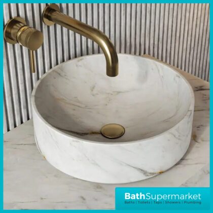 Sognare Sanctuary Arabescato White Round Countertop Marble Basin 350mm