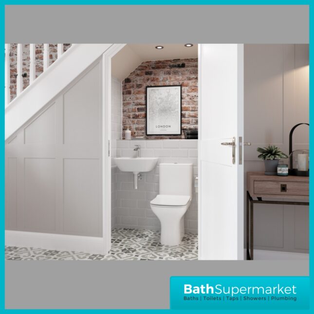 AquaVolere Sabine White Wall Hung 1TH Cloakroom Basin & Chrome Bottle Trap