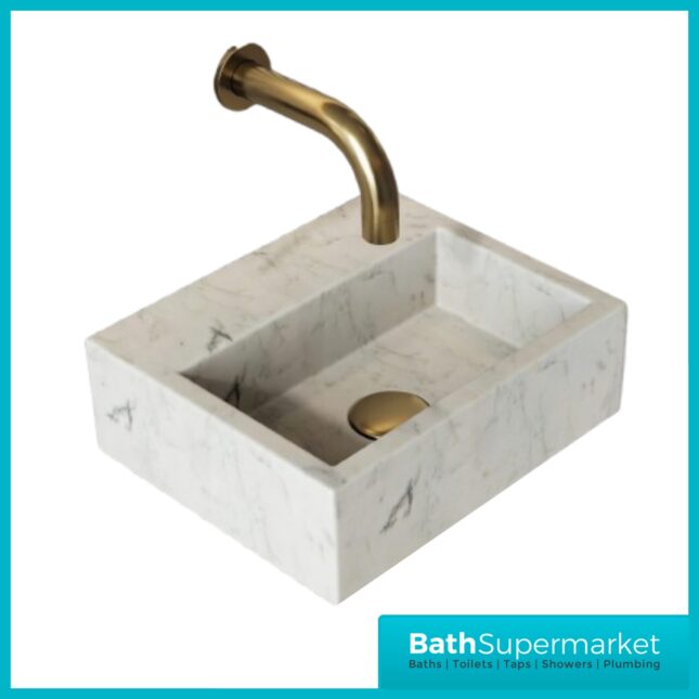 Sognare Sanctuary Venato White Marble Wall Hung Cloakroom Basin 300mm