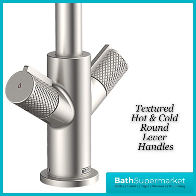 Bristan Fern Stainless Steel Easyfit Swan Neck Swivel Spout Twin Lever Kitchen Mixer Tap