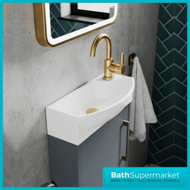 Hudson Reed Juno Compact Metallic Slate Wall Hung Basin Unit 450mm Wide RH & LH