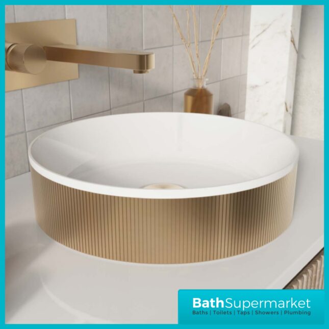 Sognare KOKO Fluted Round Metallic Brushed Brass Countertop Basin 360mm