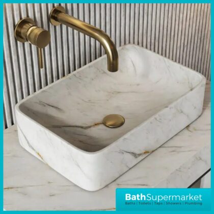 Sognare Sanctuary Arabescato White Rectangle Countertop Marble Basin 420mm