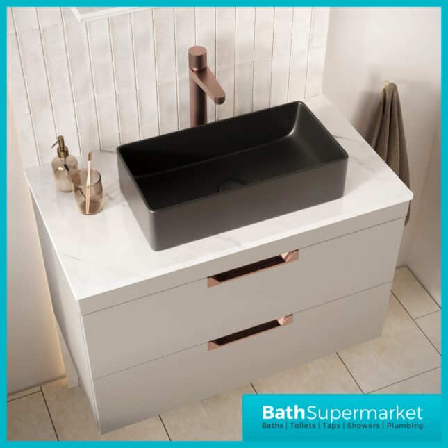 Sognare Riviera Matte Black Rectangle Countertop Basin 460mm