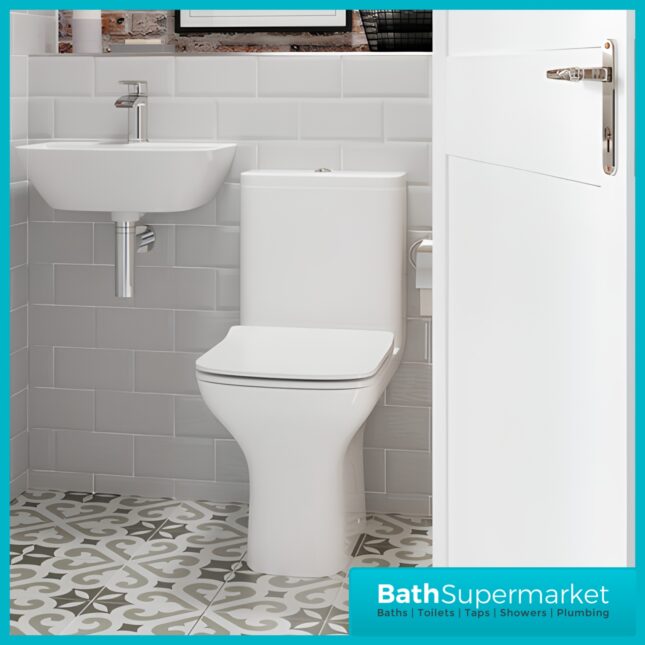 AquaVolere Sabine White Wall Hung 1TH Cloakroom Basin & Chrome Bottle Trap