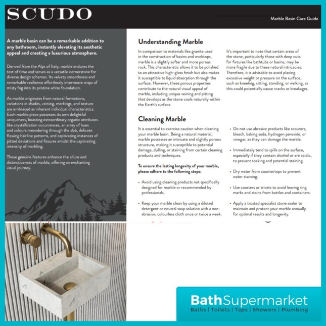 Sognare Sanctuary Venato White Marble Wall Hung Cloakroom Basin 300mm
