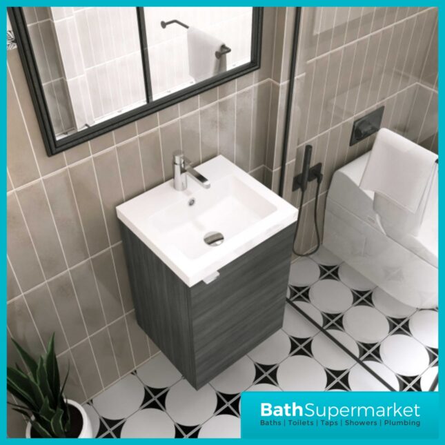 Hudson Reed Fusion White Wall Hung Centre Tap Hole Compact Basin Unit 400mm