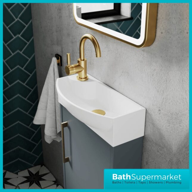 Hudson Reed Juno Compact Metallic Slate Wall Hung Basin Unit 450mm Wide RH & LH
