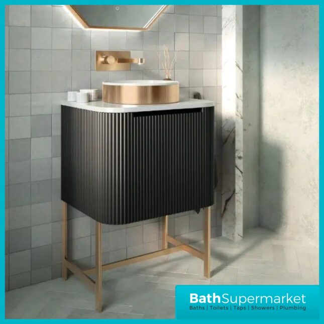 Sognare KOKO Fluted Round Metallic Brushed Brass Countertop Basin 360mm