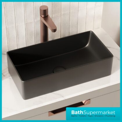 Sognare Riviera Matte Black Rectangle Countertop Basin 460mm