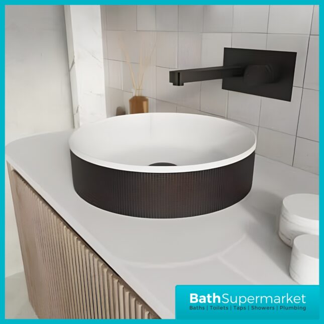 Sognare KOKO Fluted Round Matt Black Countertop Basin 360mm
