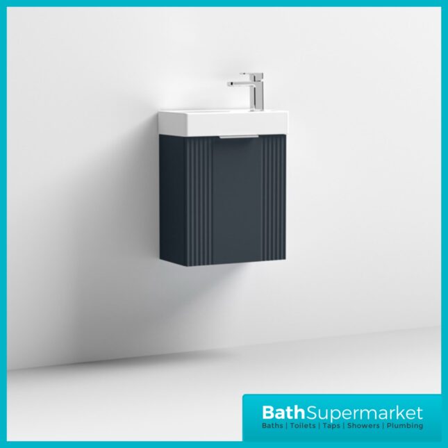Nuie Deco Compact Soft Black Wall Hung Vanity Basin Unit 400mm Width