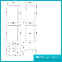 Nuie Core Satin Green Wall Mounted Cloakroom Basin Unit 400mm Wide