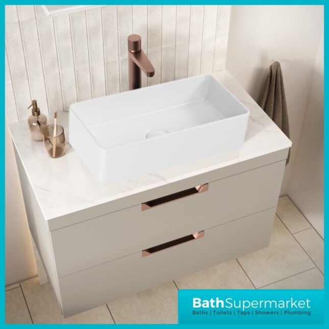 Sognare Riviera Gloss White Rectangle Countertop Basin 460mm