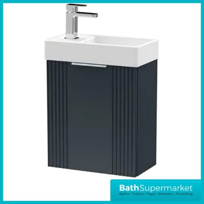 Nuie Deco Compact Soft Black Wall Hung Vanity Basin Unit 400mm Width