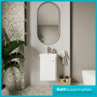 Nuie Core White Gloss Wall Mounted Cloakroom Basin Unit 400mm Wide