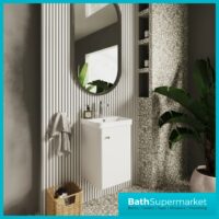 Nuie Core White Gloss Wall Mounted Cloakroom Basin Unit 400mm Wide