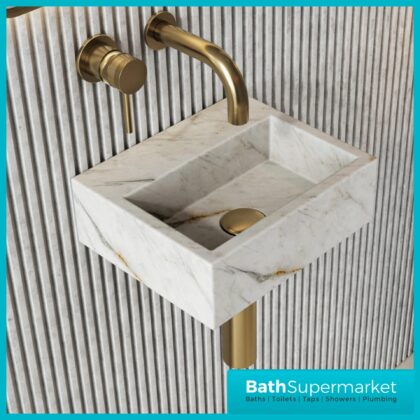 Sognare Sanctuary Arabescato White Marble Wall Hung Cloakroom Basin 300mm
