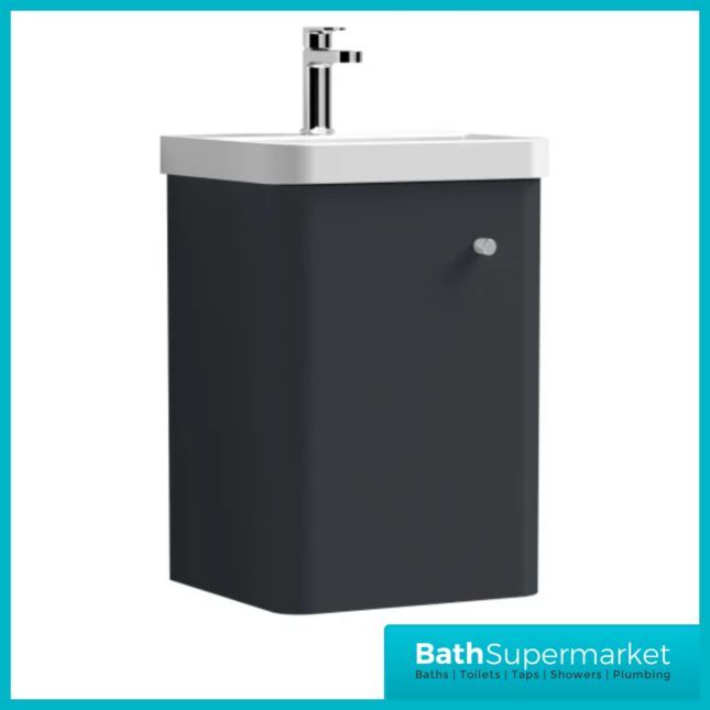 Nuie Core Soft Black Wall Mounted Cloakroom Basin Unit 400mm Wide