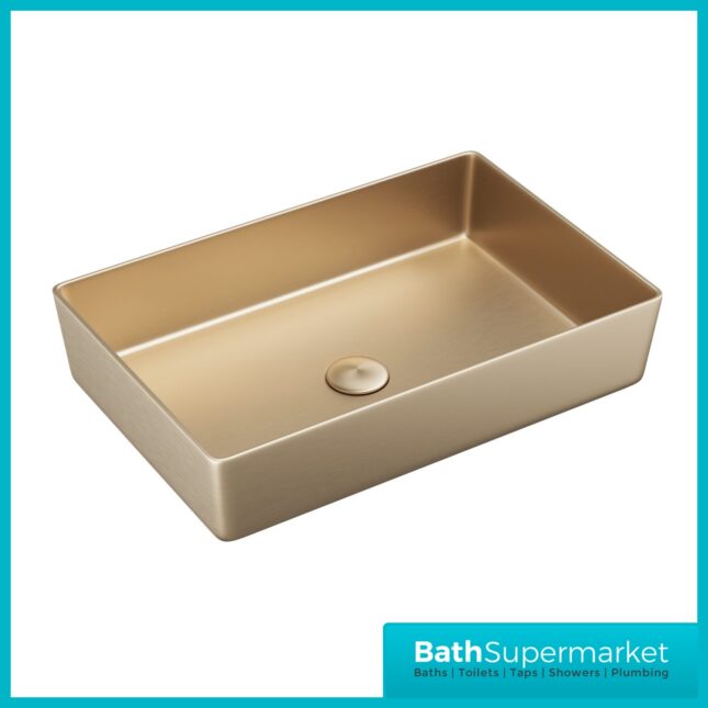 Sognare CORE Metal Rectangular Brushed Brass Countertop Basin 526mm