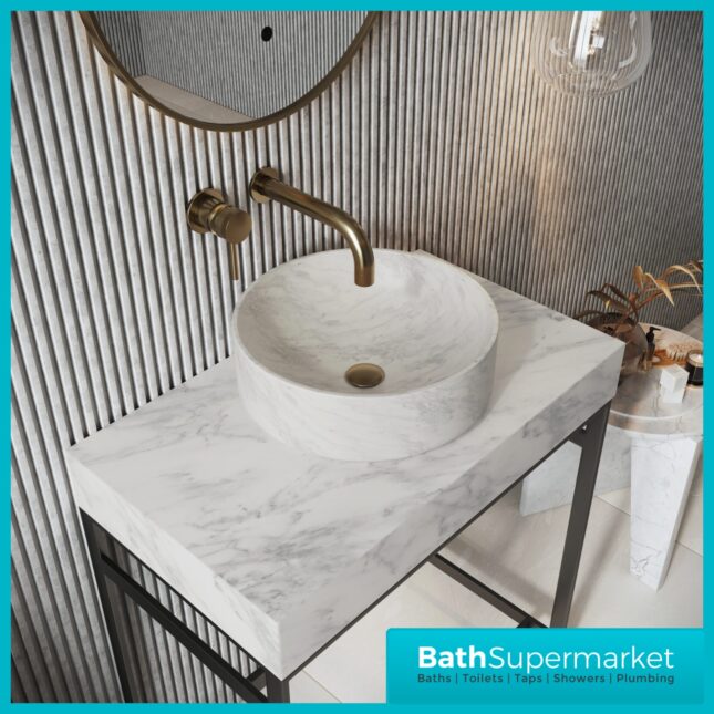 Sognare Sanctuary Venato White Round Countertop Marble Basin 350mm