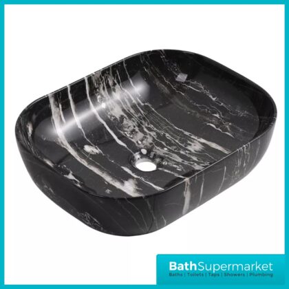 KDK Black Marble Effect Rectangular Countertop Basin 500mm Width