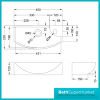 Hudson Reed Juno Compact Metallic Slate Wall Hung Basin Unit 450mm Wide RH & LH