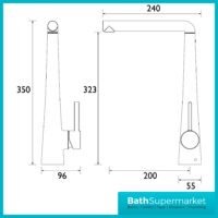 Bristan Pine Stainless Steel Eco Start Easyfit Swivel Spout Single Lever Kitchen Mixer Tap