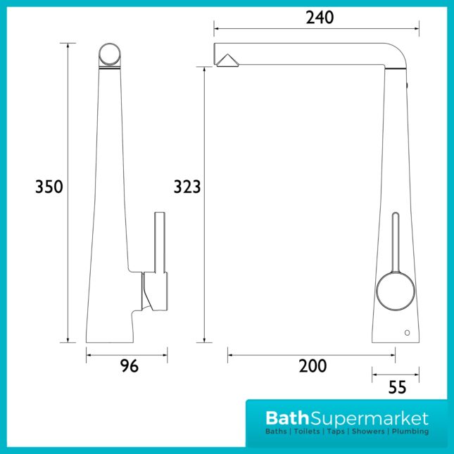 Bristan Pine Stainless Steel Eco Start Easyfit Swivel Spout Single Lever Kitchen Mixer Tap