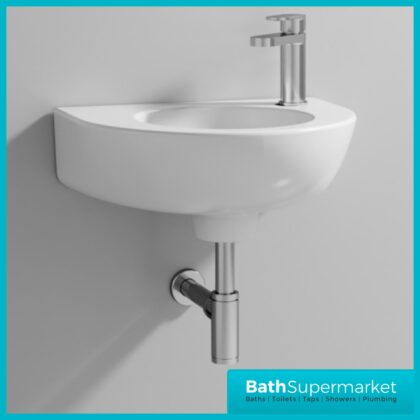 Nuie Melbourne White Rounded Wall Hung Cloakroom Basin 1 Tap Hole 350mm Width
