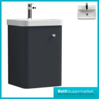 Nuie Core Soft Black Wall Mounted Cloakroom Basin Unit 400mm Wide