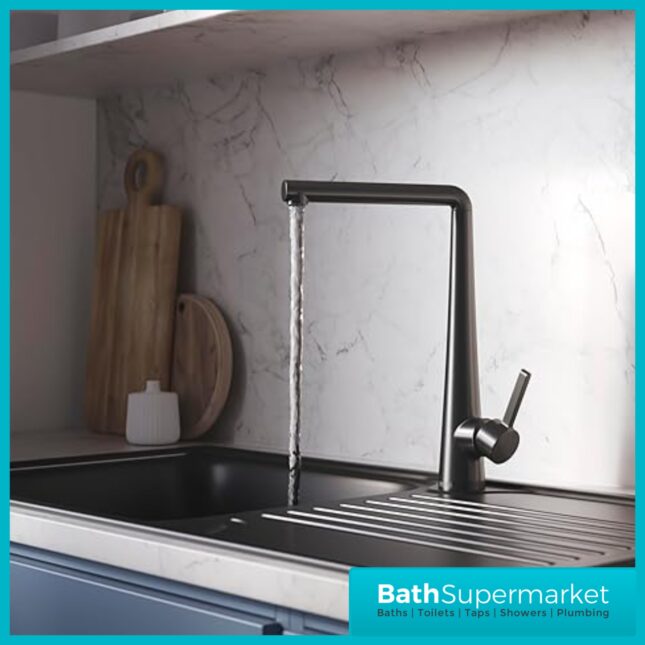 Bristan Pine Gunmetal Eco Start Easyfit Swivel Spout Single Lever Kitchen Mixer Tap