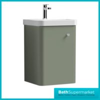 Nuie Core Satin Green Wall Mounted Cloakroom Basin Unit 400mm Wide