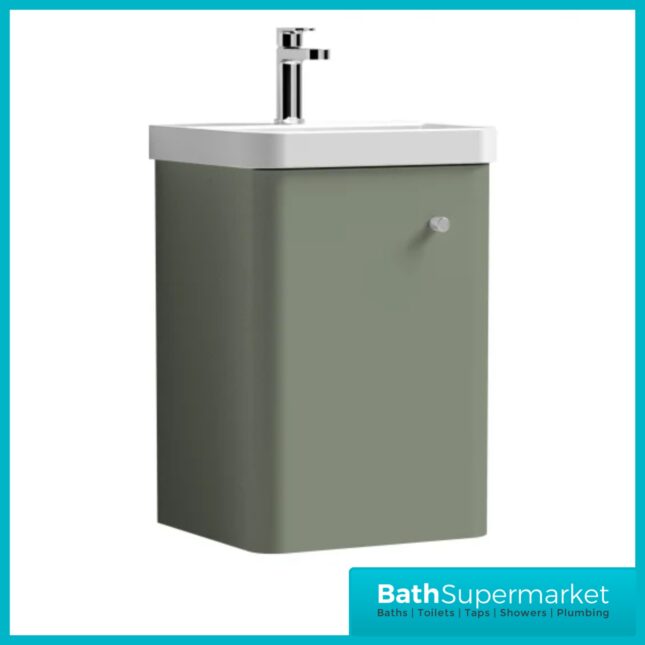 Nuie Core Satin Green Wall Mounted Cloakroom Basin Unit 400mm Wide