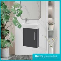 Hudson Reed Juno Compact Graphite Grey Wall Hung Basin Unit 450mm Wide RH & LH