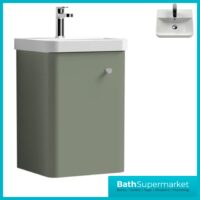 Nuie Core Satin Green Wall Mounted Cloakroom Basin Unit 400mm Wide