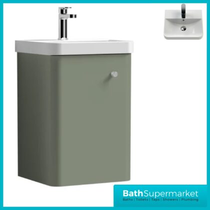 Nuie Core Satin Green Wall Mounted Cloakroom Basin Unit 400mm Wide