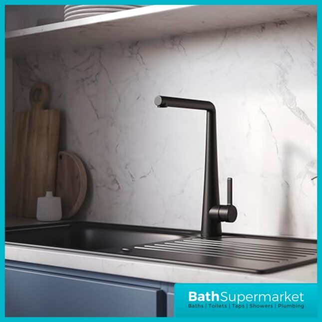 Bristan Pine Black Eco Start Easyfit Swivel Spout Single Lever Kitchen Mixer Tap